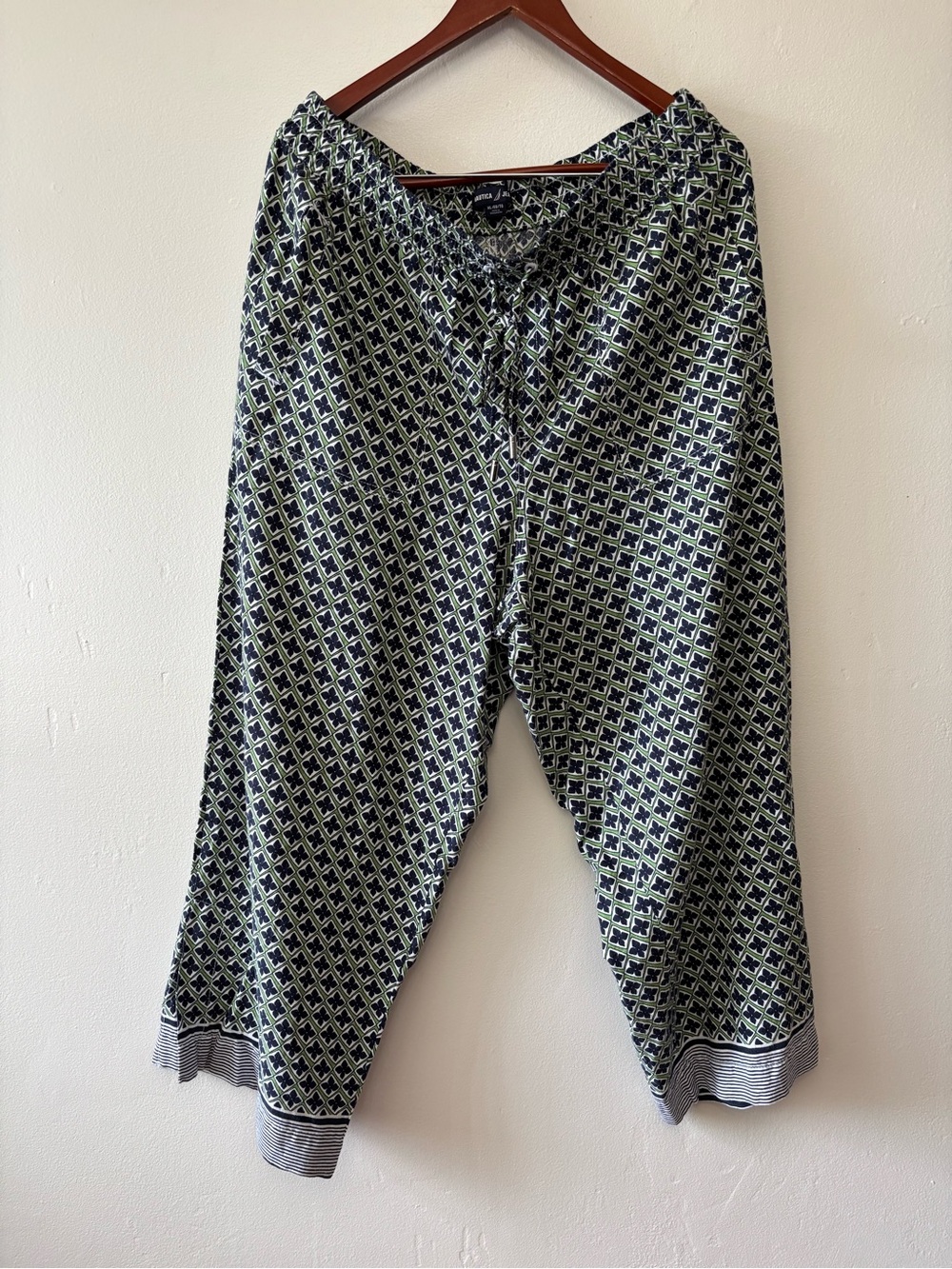 Nautica Jeans Printed Wide Leg Pants XL Boho Drawstring Lightweight